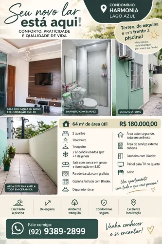 ? Apartamento térreo à venda no Condomínio Harmonia - Lago Azul