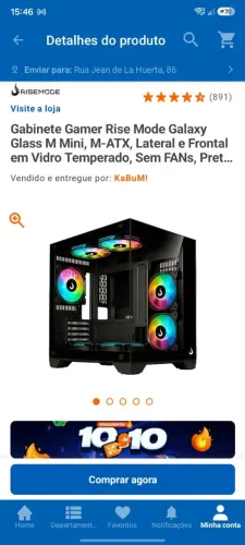 Gabinete Gamer Rise Mode Galaxy Glass M Mini - NOVO/LACRADO