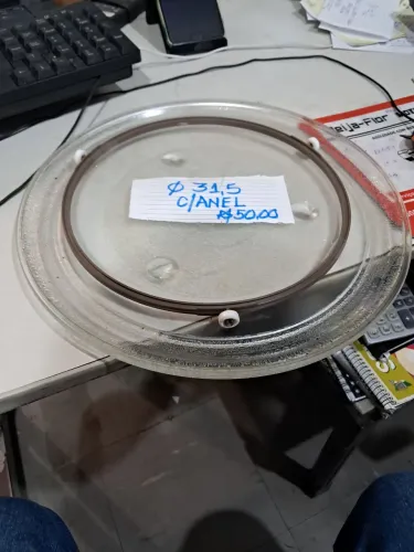Prato de Micro-ondas 31,5 cm com anel giratório com rodinhas