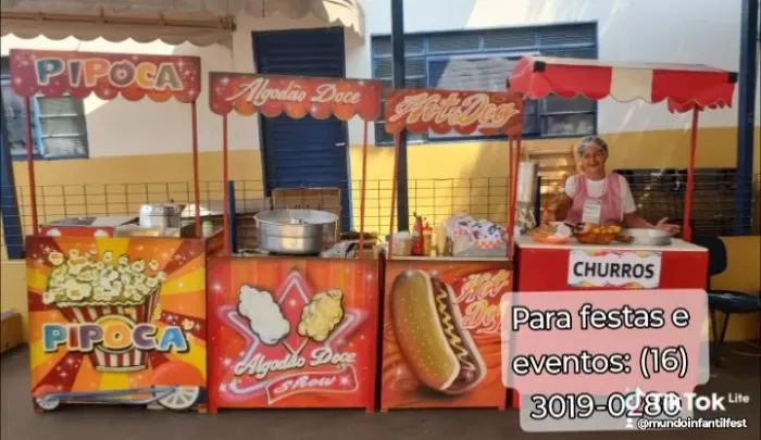 Festas e Eventos - Algodão-doce/Pipoca/Churros/Hot-Dog Profissional!