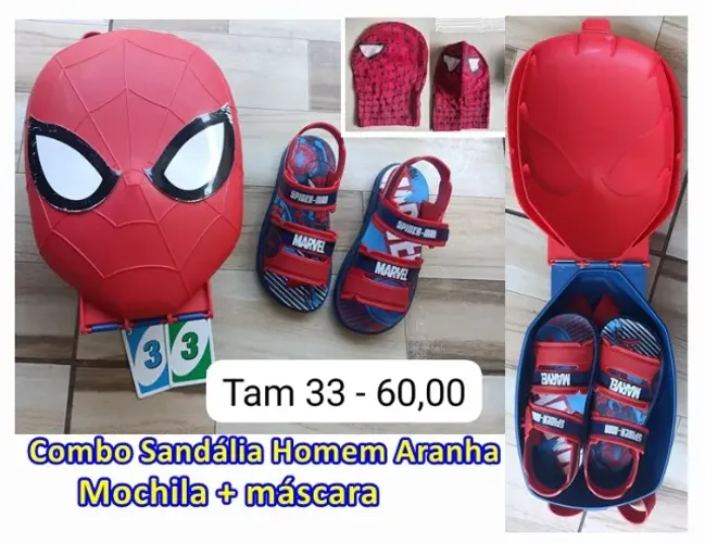 Sandalia e mochila Homem Aranha