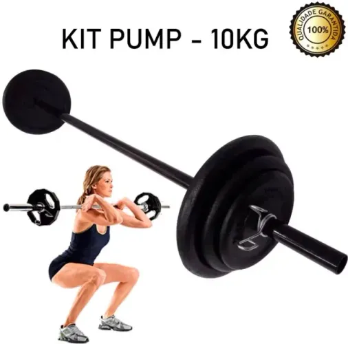 Kit academia / Barra / Anilha / Caneleira / Colchonete