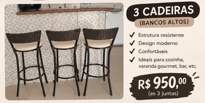 3X CADEIRAS NOVAS 
