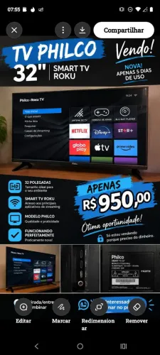 Tv nova 5 dias de uso