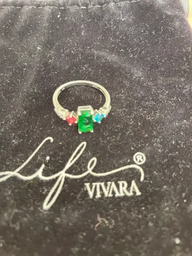 Anel Life Coloré em Prata 925 Com Cristais Rosa, Verde, Azul E Incolores, Aro 20