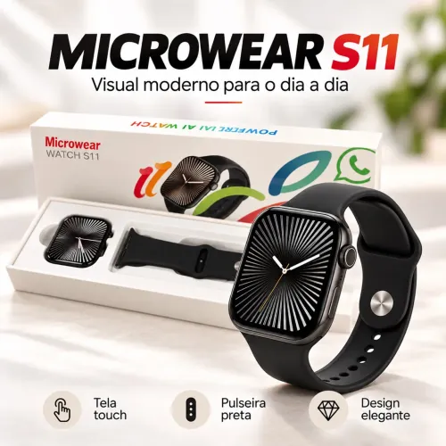 Smartwatch Microwear S11 Relógio Inteligente Bluetooth Tela Touch Notificações