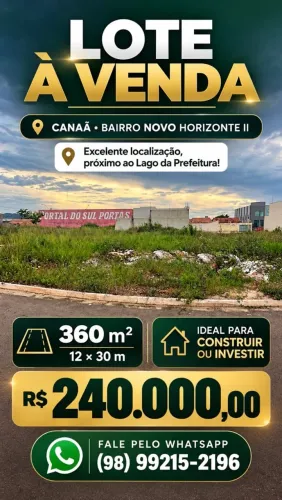 LOTE À VENDA - BAIRRO NOVO HORIZONTE | CANAÃ DOS CARAJÁS - PA