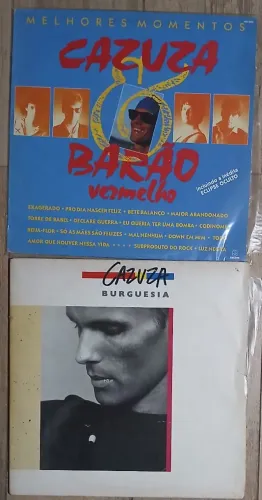 2 Discos de Vinil Cazuza Burguesia e Cazuza e Barão Vermelho Melhores Momentos 
