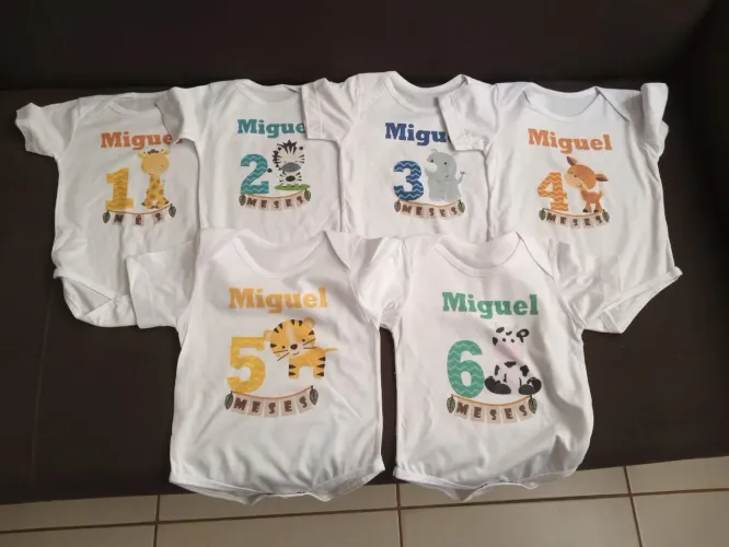 Vendo kit Bodie mesversario com nome Miguel 1 a12 meses