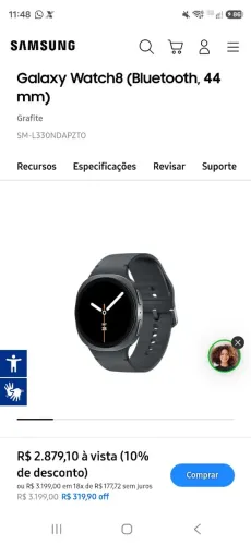 Relógio SmartWatch Samsung Galaxy 8 BT