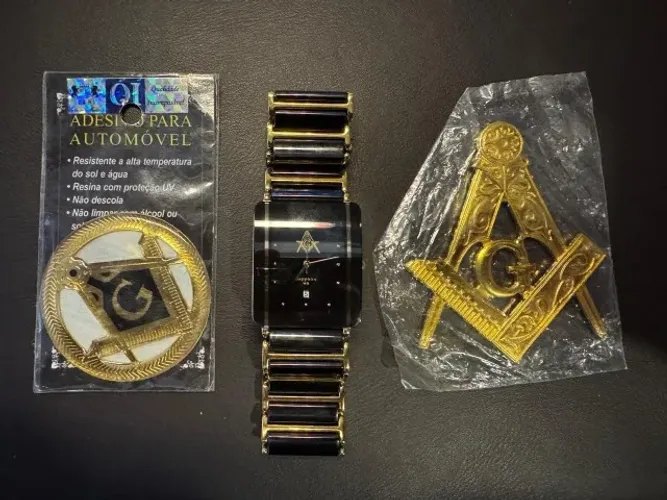 Relógio Technos Cerâmica Safira Maçônico + Emblemas Automotivos