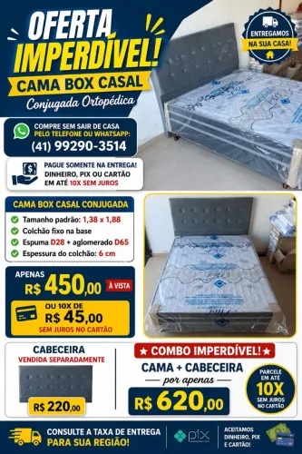Cama box casal conjugado com cabeceira novo ### 10x sem juros no cartão