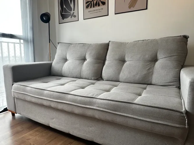 Sofá em Linho Cinza - Conforto e Sofisticação