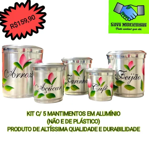 KIT 5 MANTIMENTOS  EM METAL ALUMÍNIO 