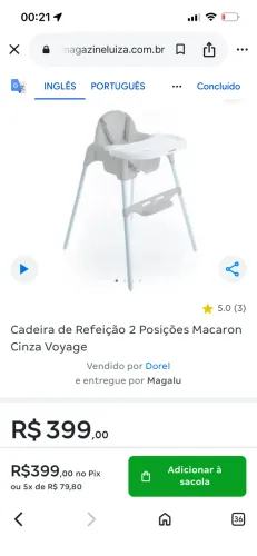Cadeira alimentação infantil 
