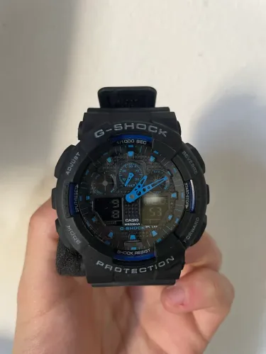 Relógio Casio G-Shock GA-100 Preto E Azul Original Com Lata