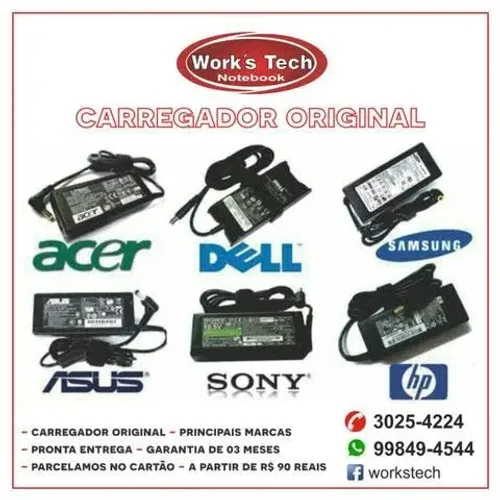 Carregaador Para Notebook- Acer, Asus, Positivo, Samsung, Dell, Lenovo, Sony Vaio...