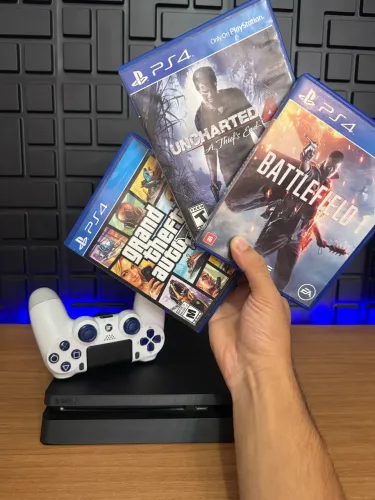 Ps4 Slim 1TB + GTA V + 2 Jogos