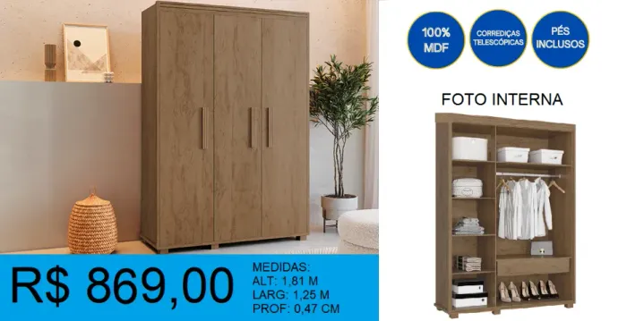 Armário multi uso 100% mdf - entrega grátis