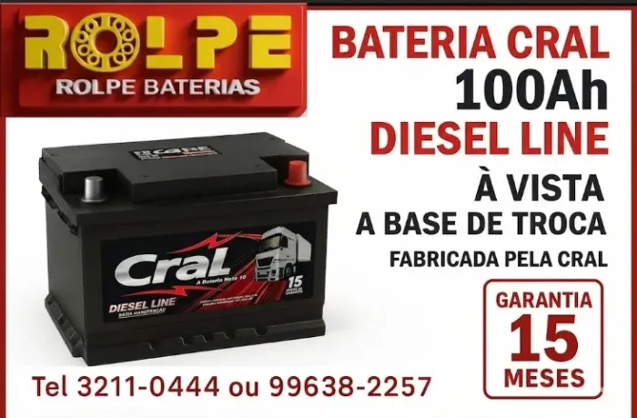 Bateria 100Ah Cral Diesel Line Nova com Garantia de Fábrica