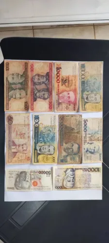 Cédulas de dinheiro para colecionador lote com dez cédulas