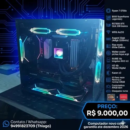 PC Gamer Ryzen 7 5700x 32gb 1tb ssd Placa de video xfx RX7600
