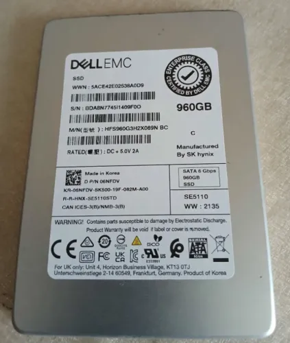 Ssd Dell 960gb Sata, 6gbps usado em servidor