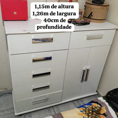 Cômoda branca 6 gavetas
