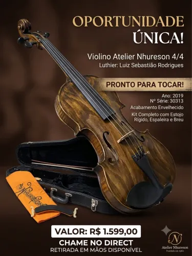 Violino Nhureson 4/4 Luthier Luiz Sebastião + Estojo Rígido + Acessórios