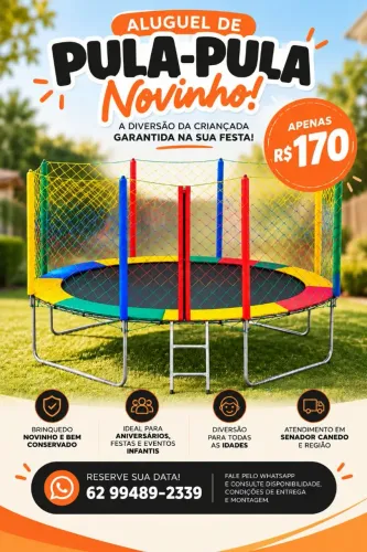 Aluguel Cama Elástica Grande (3m) / Pula Pula Novo (R$ 170 apenas)