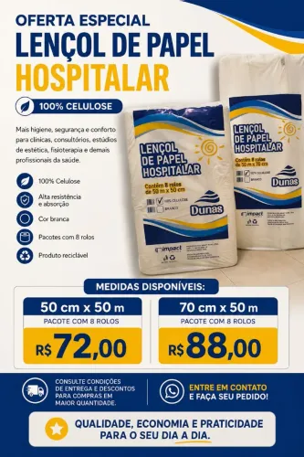 Lençol descartavel para maca
