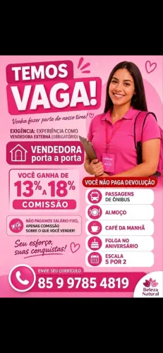 VAGA DE EMPREGO VENDEDORA EXTERNA