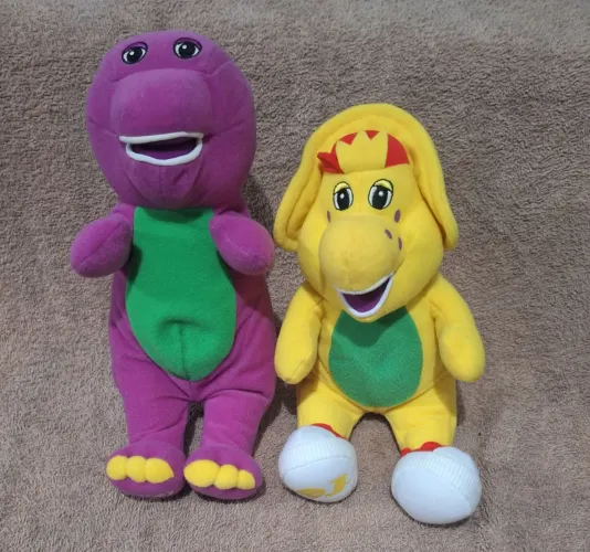 Dupla Pelúcia Barney E BJ 20cm - Originais Fisher-Price Impecáveis