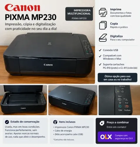 Impressora Multifuncional Canon PIXMA MP230 - Usada em Boas Condições