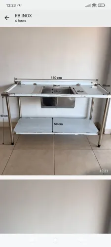 Pia de inox 1.50x60