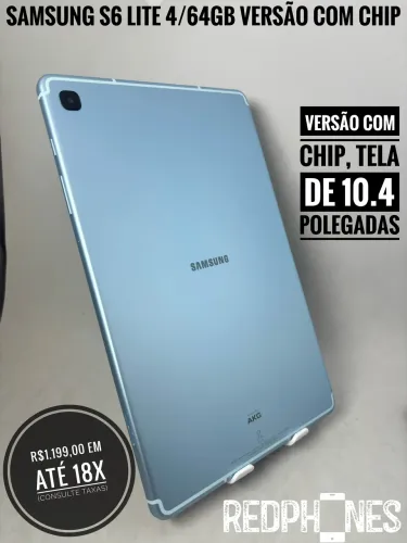 Loja física. Apenas venda. Tablet Samsung S6 lite 4/64 com chip
