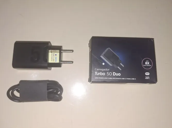Carregador Turbo 50W Duo USB-C PD + Cabo USB-C - Lacrado