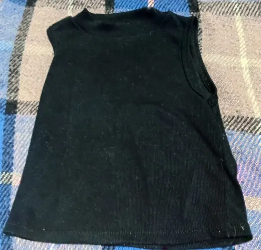 Blusa Regata Em Tecido Canelado Gola Alta Preto