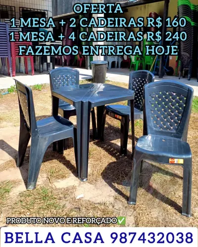 MESA E CADEIRA DE PLASTICO PARA SUA CASA 