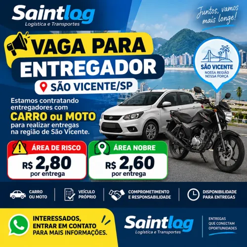 ? VAGA PARA ENTREGADOR - SÃO VICENTE/SP 