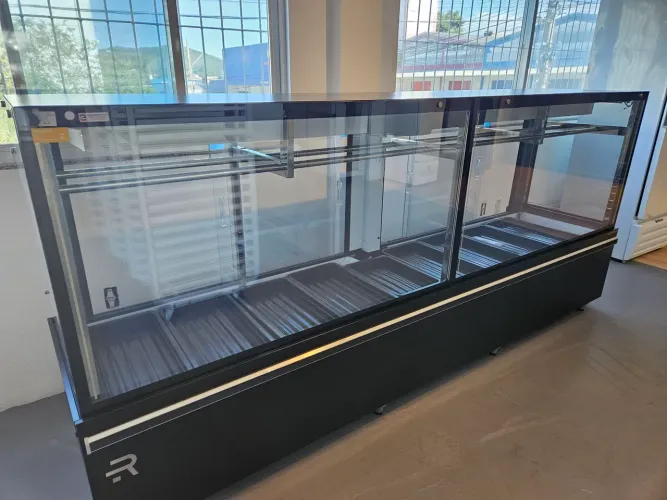 balcão expositor de açougue 3m ar forçado com aquecimento nos vidros - pronta entrega