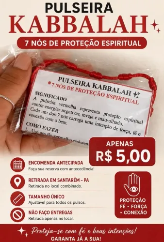 Pulseira simples 7 nós Kabbalah (use com fé)