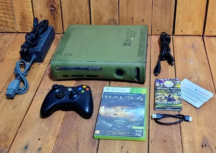 Xbox 360 Edição Especial Hallo + HD Lotado de Jogos + Acessorios e Manual Entrego 