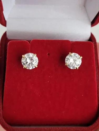 PROMO! Brinco Zircônia grande Ouro 18k