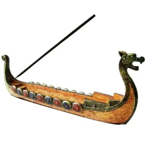 Incensario Porta Incenso Barco Viking Dragão Drakkar Resina