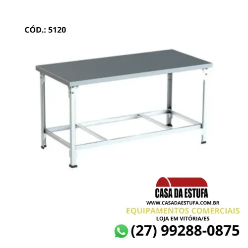 Mesa 1,20x0,70 Tampo Inox 430 Reforçada- Mesa de Serviço Panificadora