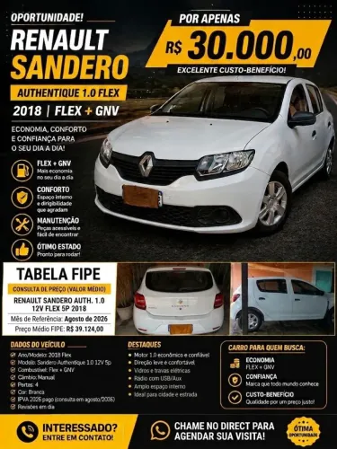 Renault Sandero Authentique Flex 1.0 12V 5P 2018