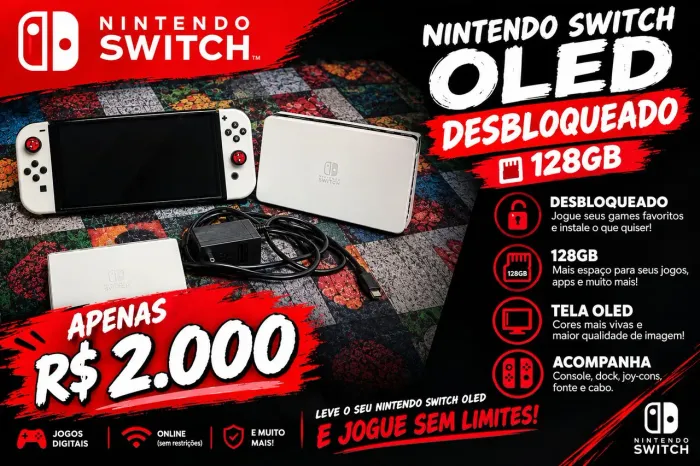 Nintendo swich OLED desbloqueado 128GB