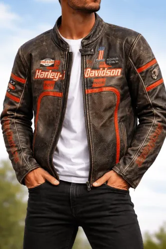 jaqueta harley-davidson victory lane couro original