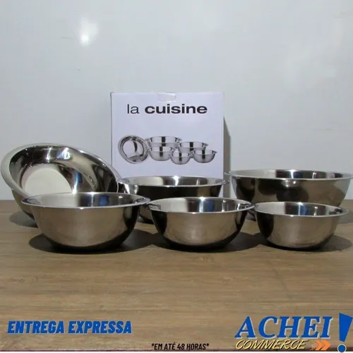 Conjunto de Tigelas 5 Peças Inox + Escorredor de Arroz La Cuisine - Nova